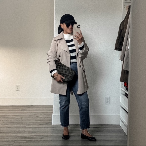 Beige Short Trench Coat (L, XL) - Picture 8 of 9